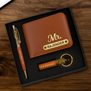 🎁 Personalized Wallet, Pen & Keychain Gift Combo