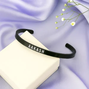 Black Personalized Engraved Name Bracelet