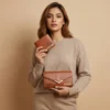 personalised ladies clutch + men's wallet combo