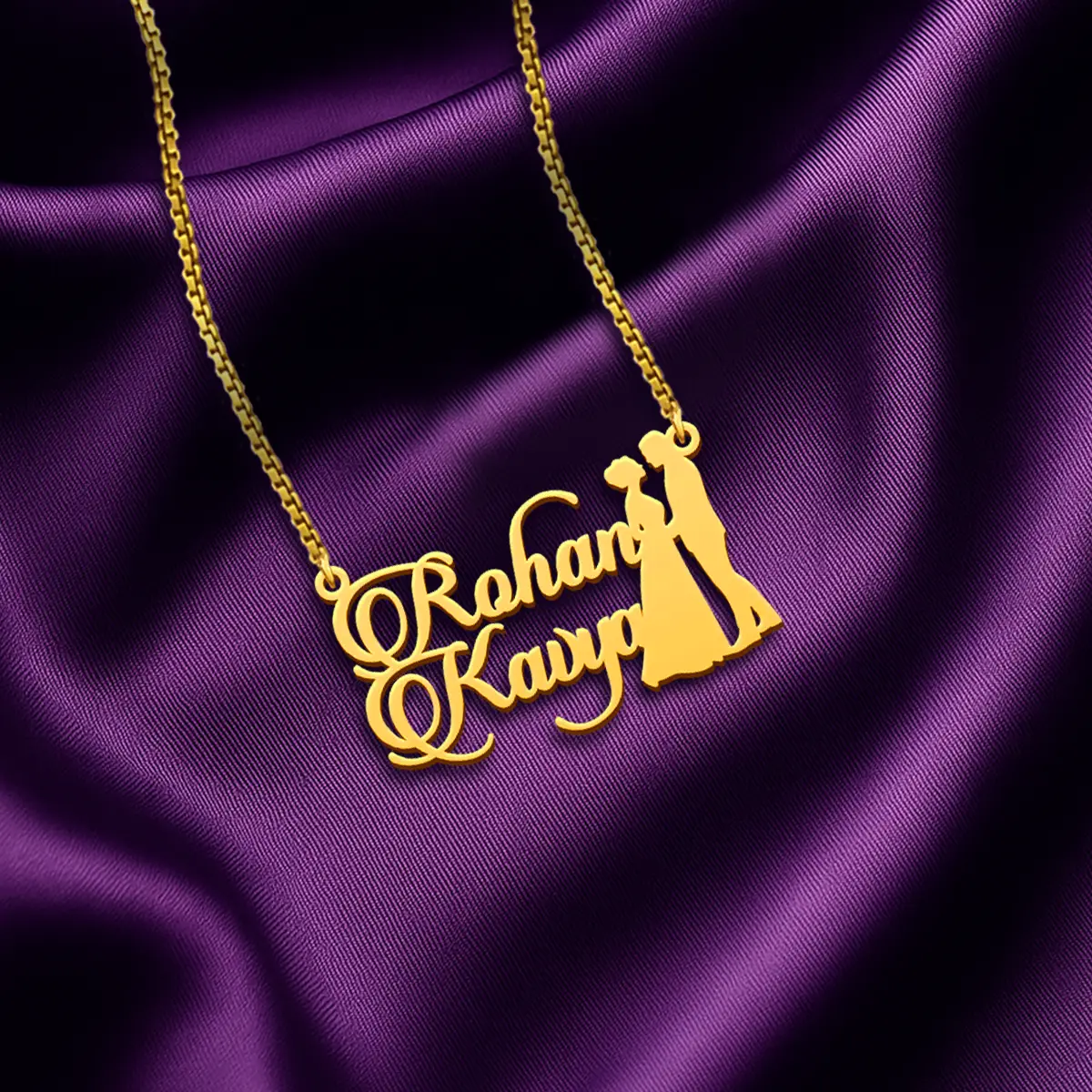 Custom Couple Name Necklace Golden Chain 2