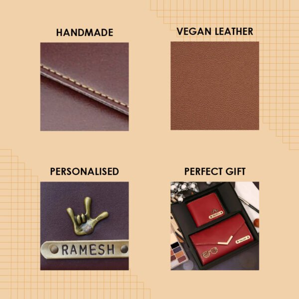 personalised ladies clutch + men's wallet combo