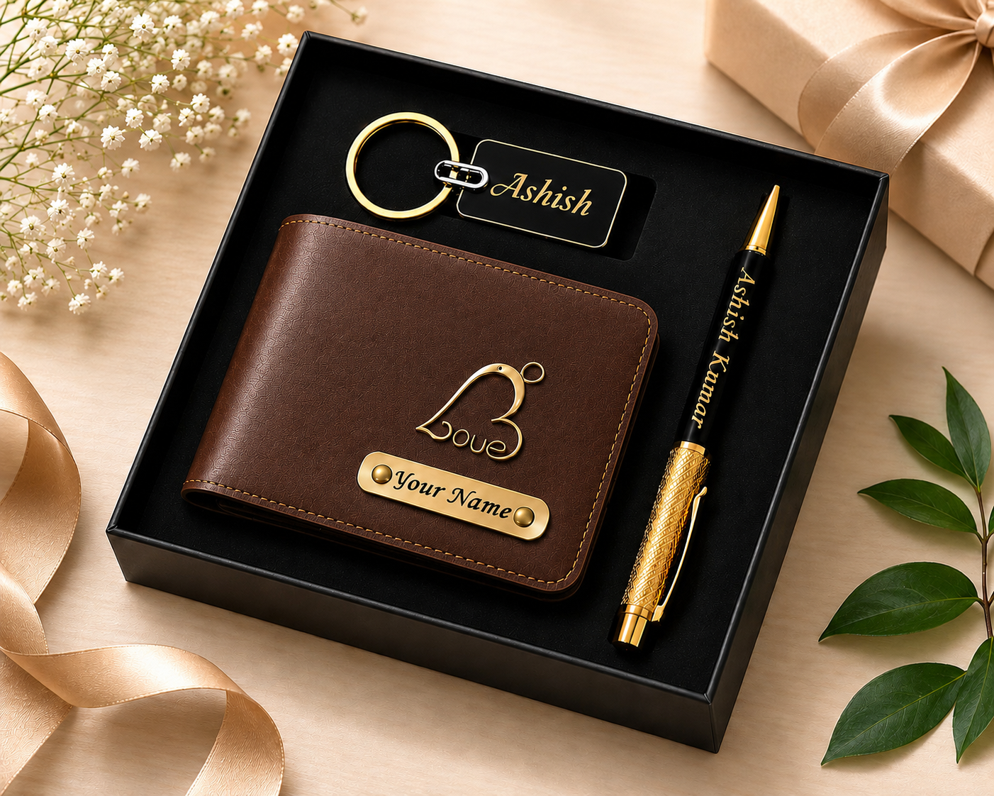 brown customer wallet with keychain pen 🖊️ (copy)